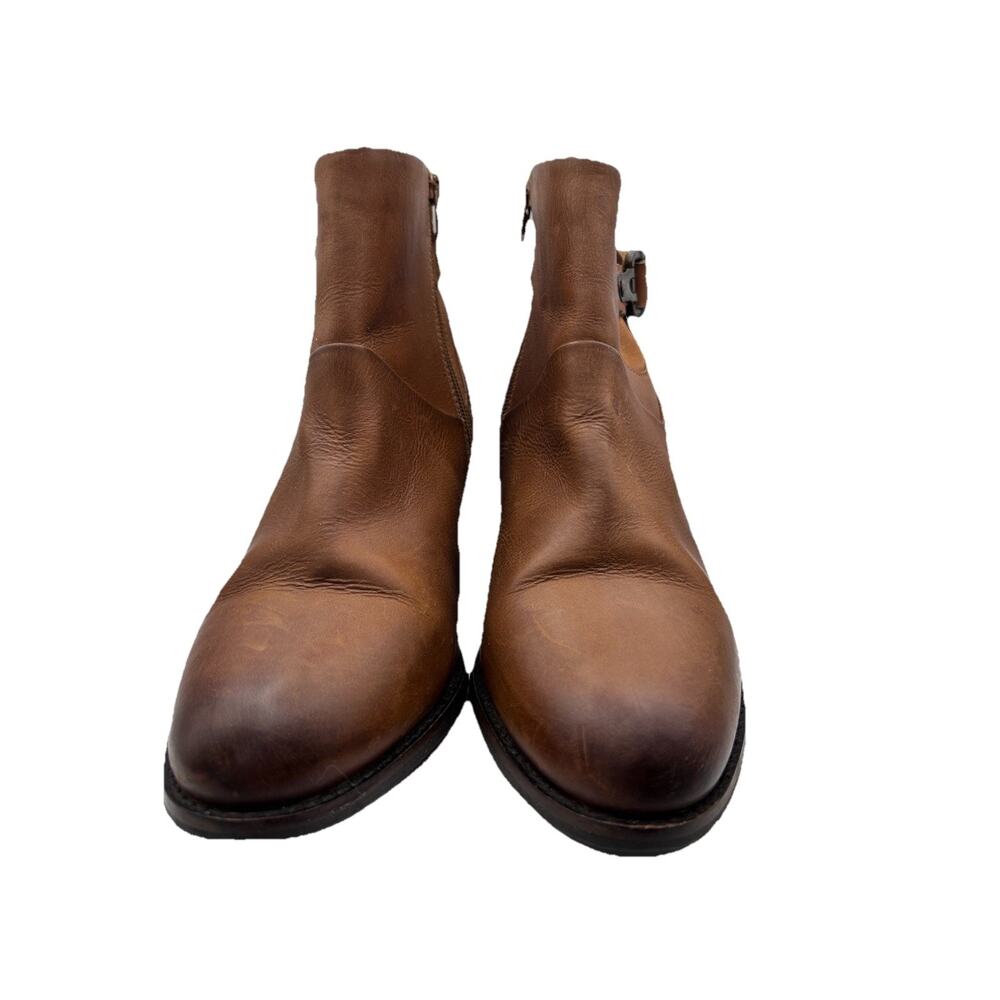 West Riverton Earth Shoes tan leather ankle boots zip block heel Womens Sz 10W